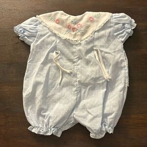 Blue Romper with White Collar